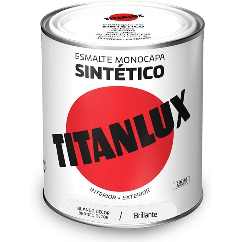 Pintura Esmalte Sintetico Blanco Brillo 750 ml.Titanlux