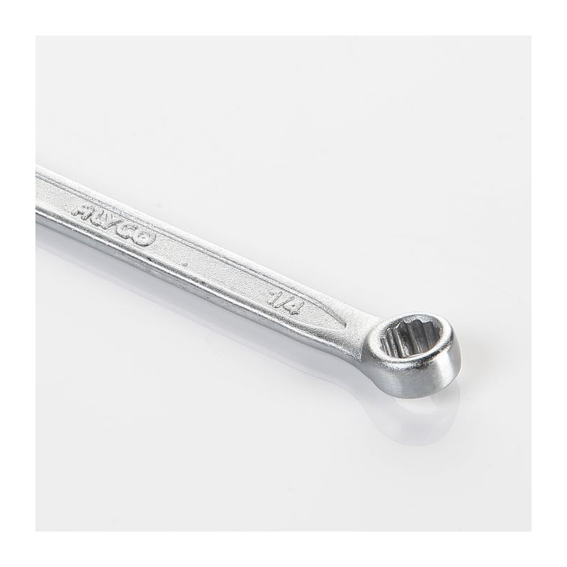 LLAVE COMBINADA ACODADA 18 EMB – Verchromte Ringschlüssel, Länge 208 Mm, Beidseitig Markiert