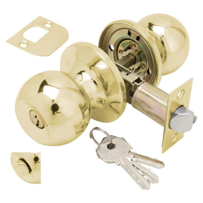 Pomo Puerta e interior 8900 60/70 Latonado  Llave+ Condena