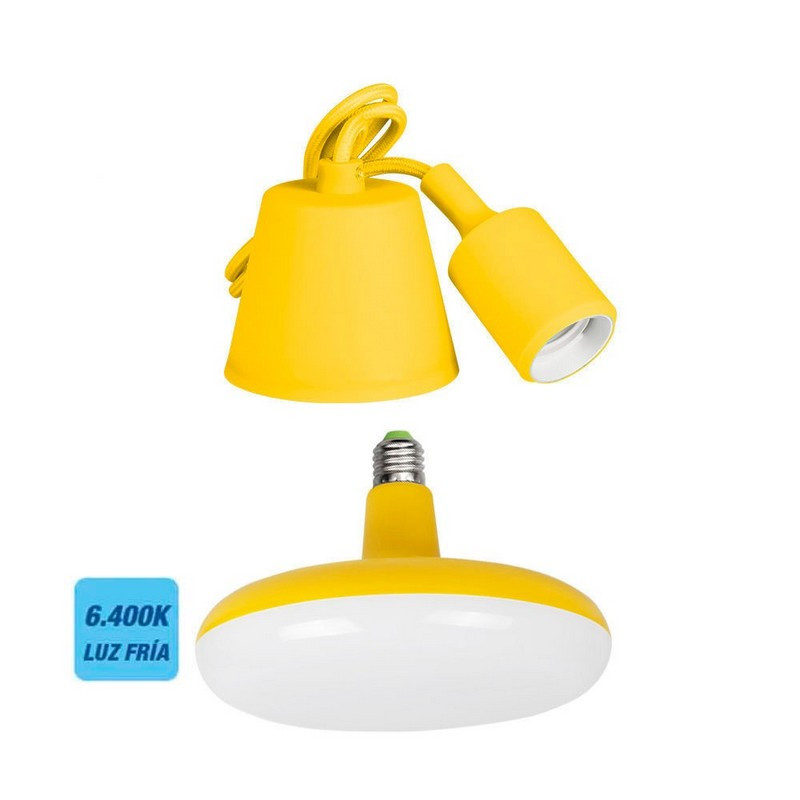 Portalamparas Colgante De Silicona amarilla+ Bombilla