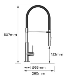 Grifo Fregadero encimera Flexible NEGRO Serie Bermeo