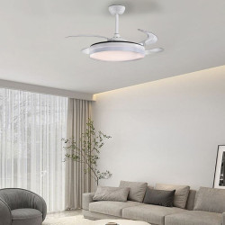 Ventilador De Techo Aspas Retractiles color blanco