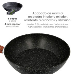 Sartén Inducción Aluminio Forjado Acabado Piedra 24 cm.