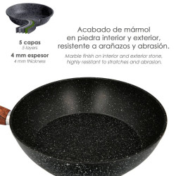 Sartén Inducción Aluminio Forjado Piedra 28 cm.