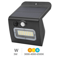 Aplique Solar 3W Con Sensor de Movimiento y Crepuscular 3 modos Luz