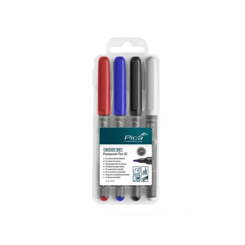 Rotulador Permanente 4 ud. rojo/azul/negro/blanco