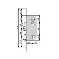 Cerradura Tesa R200NT66T Canto Cuadrado