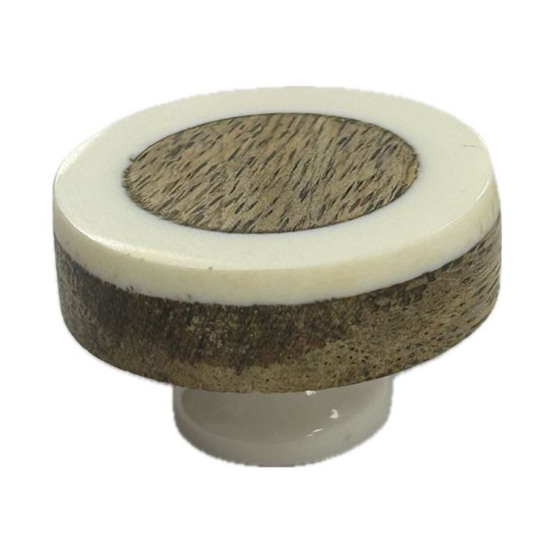 Pomo Madera Con Resina Blanca 40mm cod. 438MB