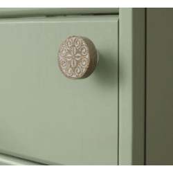 Pomo Madera Tallado Blanco 40mm cod. 433MB