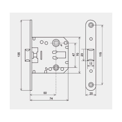Picaporte Petaca 2023/47  Inox