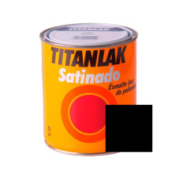 Pintura Esmalte Laca de Poliuretano Sintetico Negro Satinado 750 ml. Titanlak