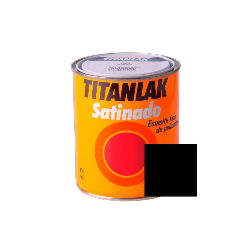 Pintura Esmalte Laca de Poliuretano Sintetico Negro Satinado 750 ml. Titanlak