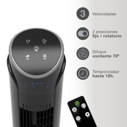 Ventilador Torre Kodima 45W Negro c/mando ref. 300025005