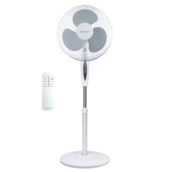 Ventilador Pie Riesi 45W Blanco Con Mando y Temporizador