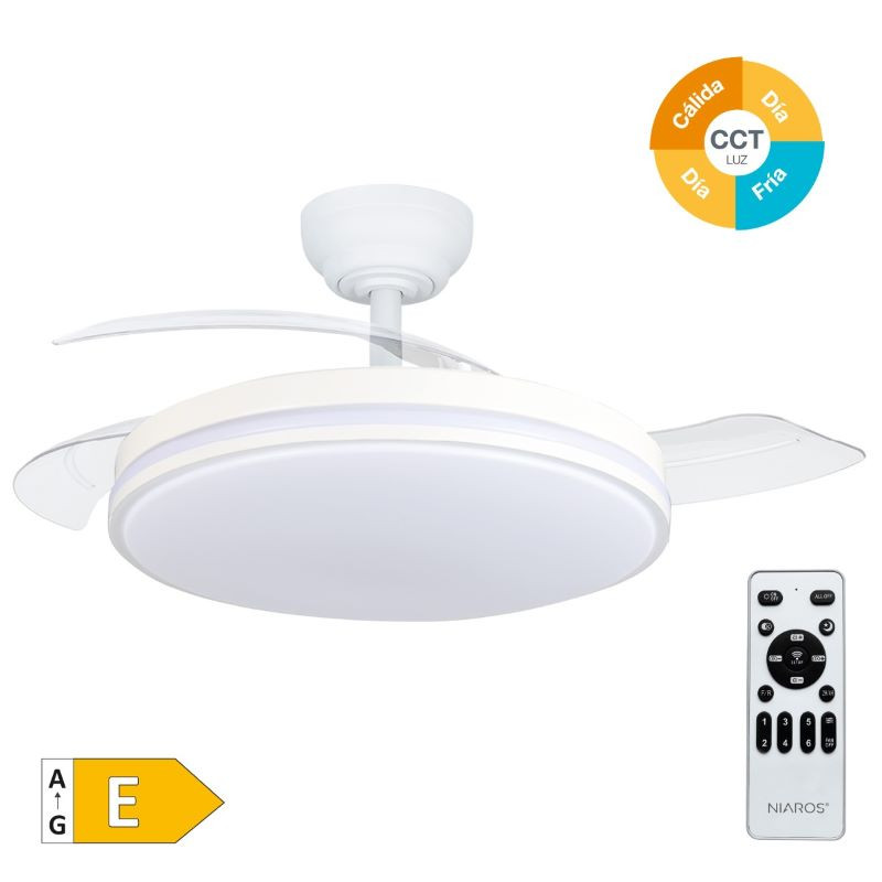 Ventilador De Techo Bayat Con Aspas Retractiles Color Blanco
