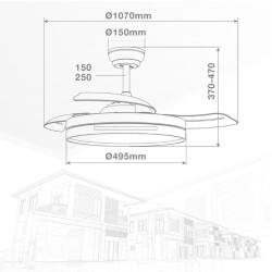 Ventilador De Techo Buccheri Con Aspas Retractiles Color Blanco