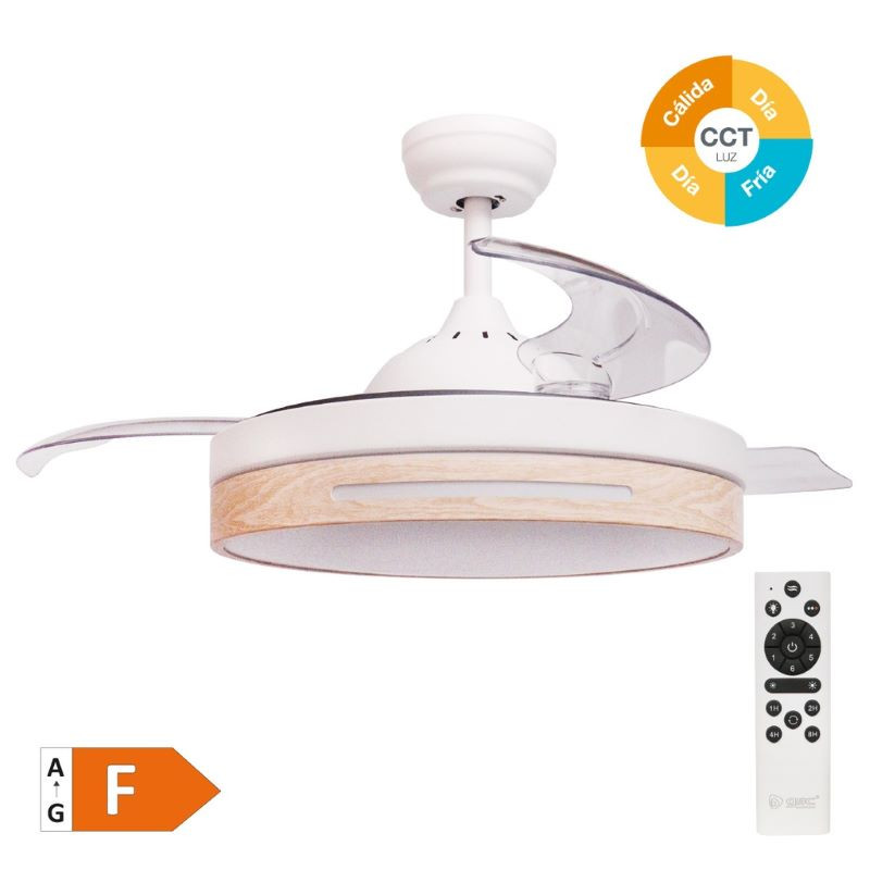 Ventilador De Techo Buccheri Con Aspas Retractiles Color Blanco