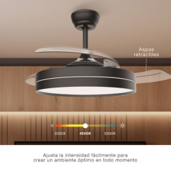 Ventilador De Techo Lugela Con Aspas Retractiles Color Negro