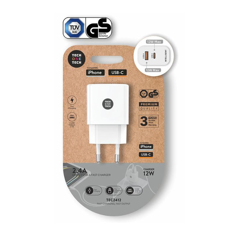 Cargador USB-C + USB-A