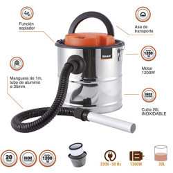 Aspirador Cenizas 1200W Inox